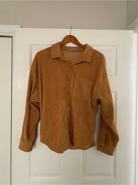 Wishlist Apparel Corduroy Button-Down Shirt Jacket - Caramel Brown